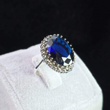 Mavi Zirkon Taşlı 925 Ayar Gümüş Yüzük Müezza Modeli