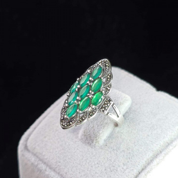 Yesil Zirkon Taşlı 925 Ayar Gümüş Yüzük Zaid modeli