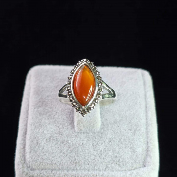 Kızıl Akik 925 Ayar Gümüş Yüzük Leyan modeli