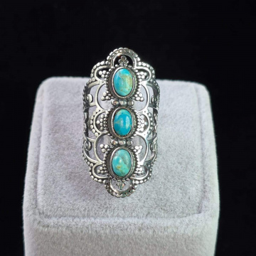 Arizona Turkuaz Has Taşlı 925 Ayar Gümüş Yüzük Selase Modeli